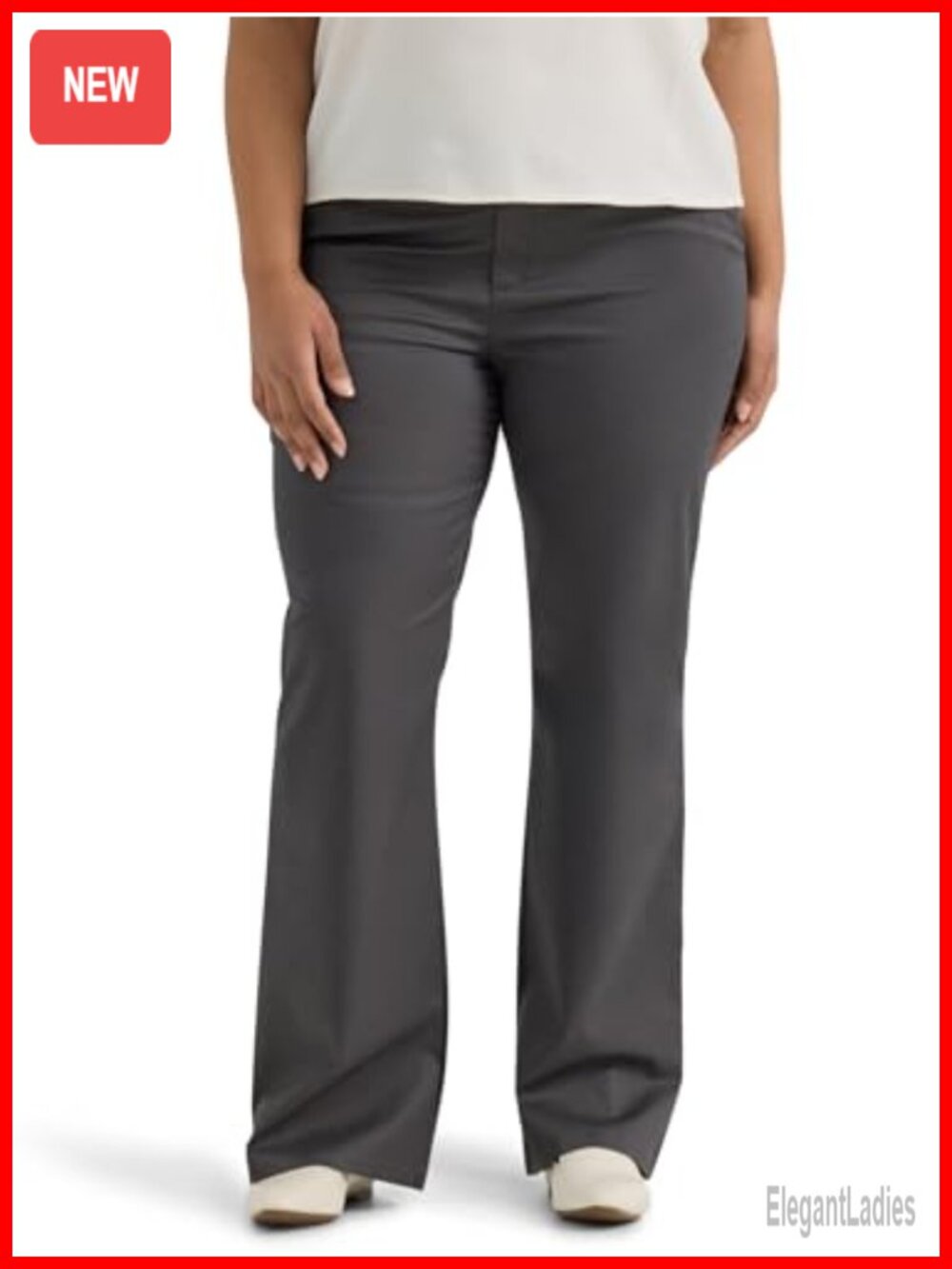 Wrinkle Free Mid Rise Bootcut Pants Regular Fit Stretch Slacks